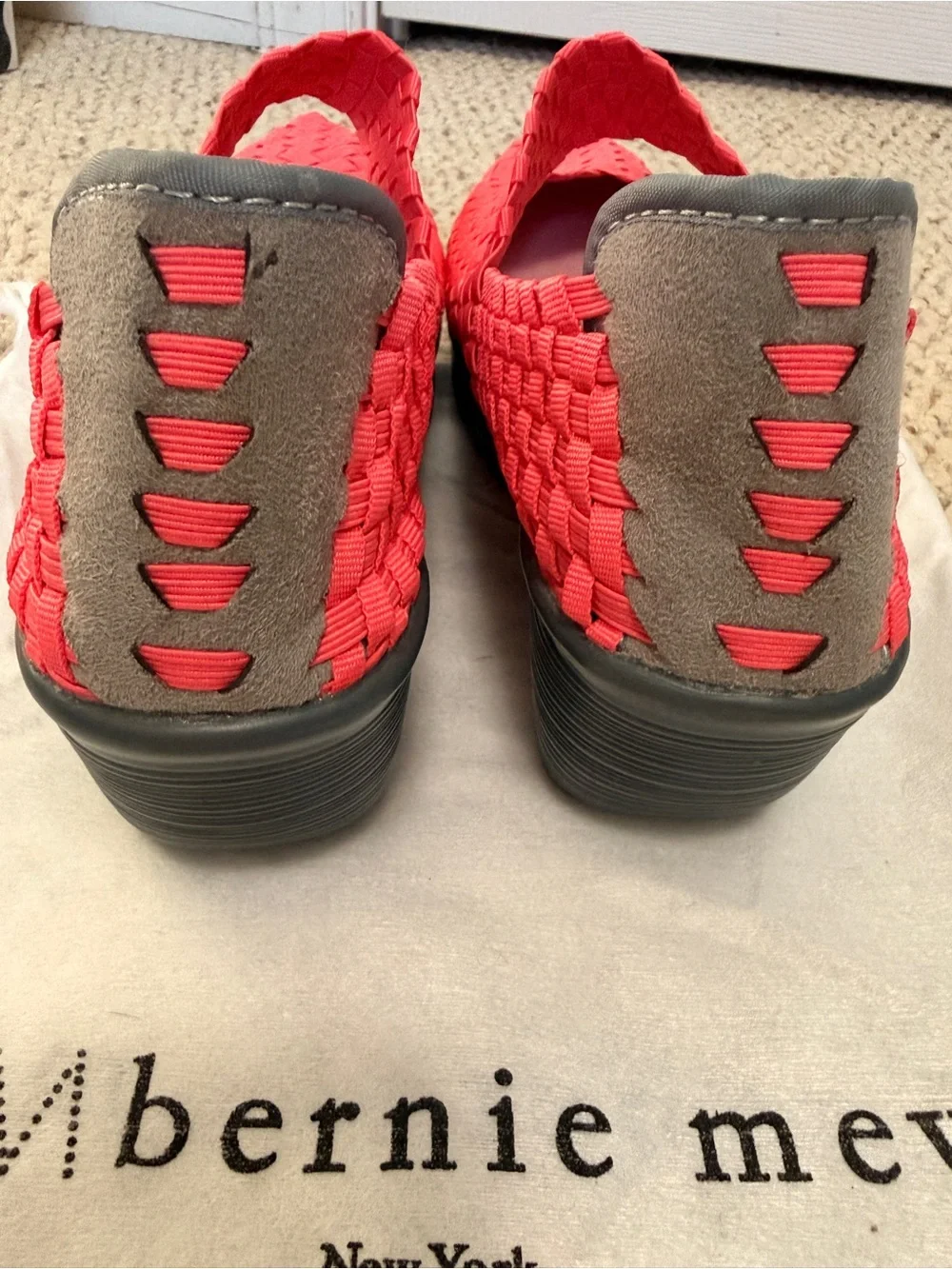 Bernie Mev Lulia Wedge Shoes Coral Pink Woven Size EU 38 Resort Coastal Grandma